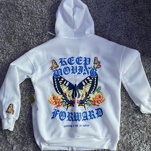 White Zip Up Hoodie